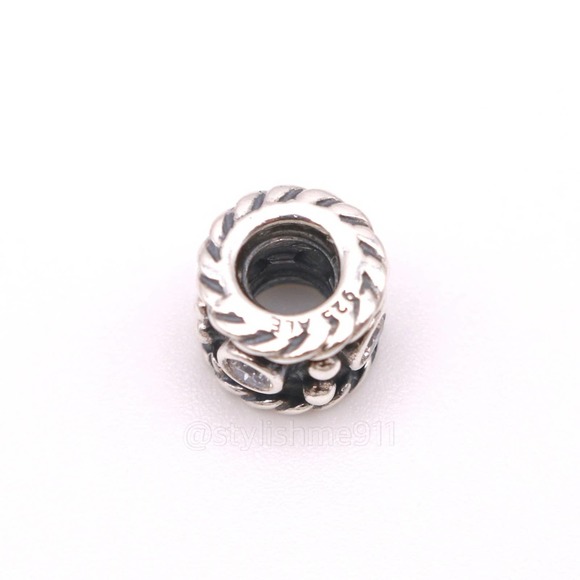 Authentic PANDORA Sterling Silver Abstract Oxidized Charm with cubic zirconia - Picture 9 of 9